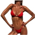 thumbnail image 2 of Elainilye Fashion Swimsuit for Women Sexy Bikini Print Two-piece Swimsuit Beachwear Set String Bikini,Red, 2 of 4