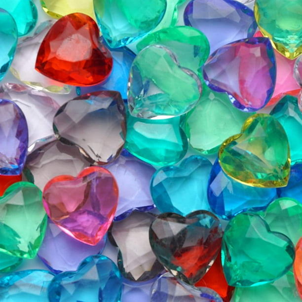 Acrylic Gems Plastic Hearts for Pirate Treasures 100 Pcs Heart Gems