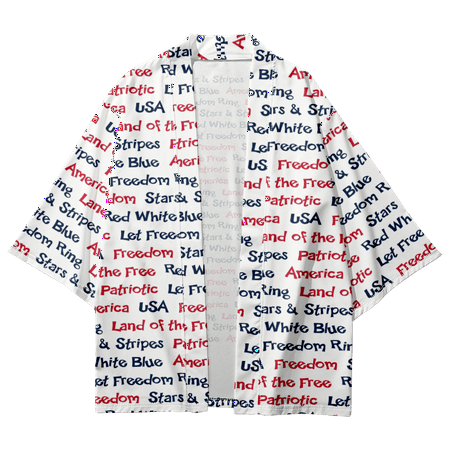

Independence Day Kimono Robe Cloak Super Cool Breathable Art Print Beach Cover Shirts for Friends for Gift to Daughter