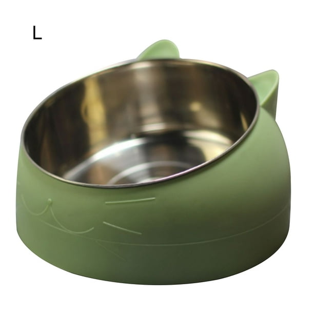 15 Degree Tilted Pet Cat Bowl Stainless Steel Puppy Cats Food Drink