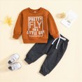 thumbnail image 2 of HCNTES Baby Boy Winter Clothes Baby Boy Clothes Fall 6 12 18 24 Months 2T 3T Long Sleeve "Pretty Fly For A Little Guy" Graphic Sweatshirt Elastic Waist Jogger Pants Set Toddler Boys Outfits, 2 of 5