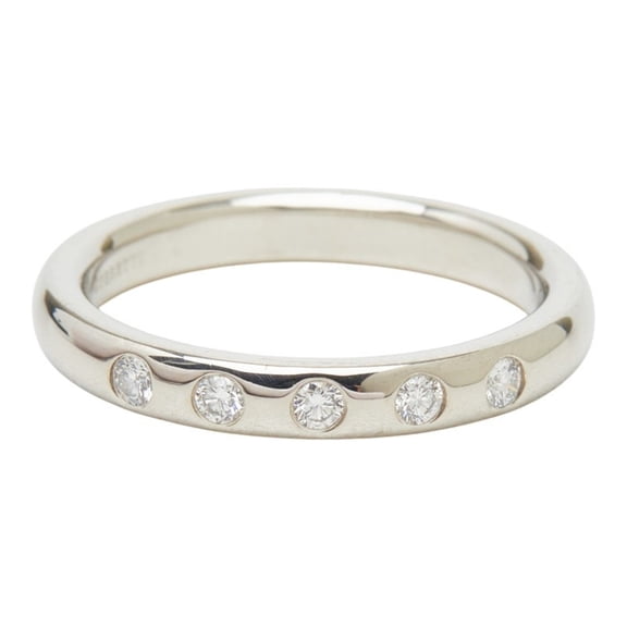 Pre-Owned Tiffany & Co. 60017151 Silver Pt950 Platinum Diamond 0.10ct Stacking Band Ring Elsa...