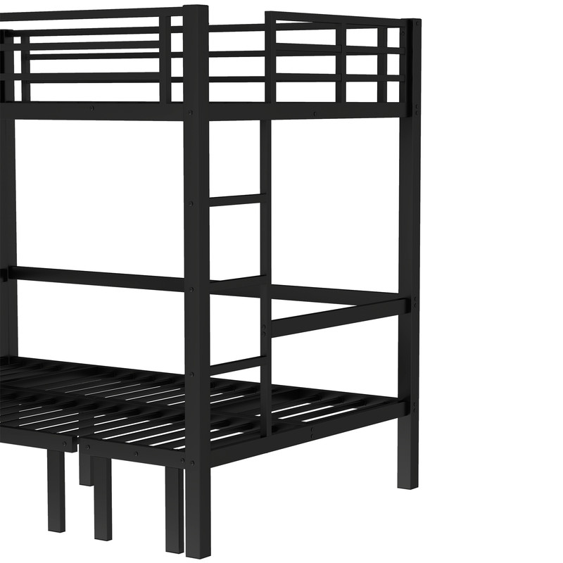Full Over Futon Bunk Beds, Metal Bunk Bed Frame can be Converted into Bed and Couch, Full Bunk Bed with Ladder, No Box Spring Needed-Black