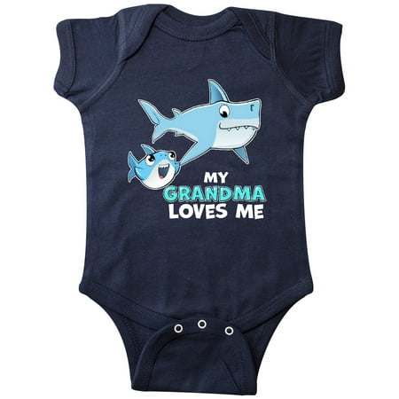 

Inktastic My Grandma Loves Me with Cute Sharks Gift Baby Boy or Baby Girl Bodysuit