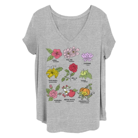 Women's Disney Princess Floral Chart Graphic T-Shirt