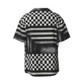 thumbnail image 2 of Disketp Men's Hawaiian Black and White Checkerboard Trap Print Shirts Button Down Holiday Beach Shirts-X-Large, 2 of 7