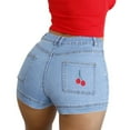 thumbnail image 5 of Aloohaidyvio Denim Shorts for Women No Boundaries,Womens Cherry Embroidery Printed Stretch Casual Denim Shorts, 5 of 6
