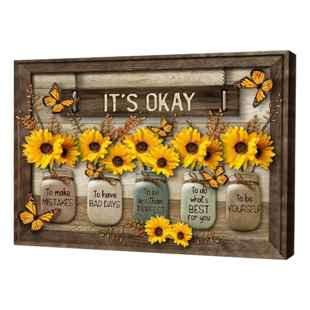 Pintura plana de madera del arte de la pared del girasol de la mariposa de la impresión los 30*20cm