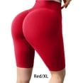 thumbnail image 4 of Shorts de Yoga pour Femmes, Course, Entraînement, Entraînement Physique, Taille Haute, Polyester, Rehausseur de Fesses, Rouge TG, 4 of 6