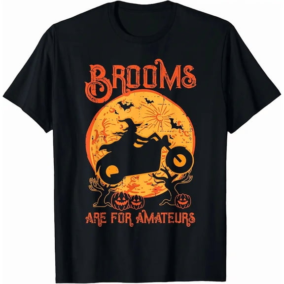 Halloween Motorcycle Brooms Amateur Biker Costume Women Men T-Shirt