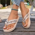 thumbnail image 6 of jiaxiM Wedge Flip Flops for Womens Thong Sandals Soft Indoor Slippers Non- Woven Sole Orthofeet Shoes for Women for Beach, 6 of 9