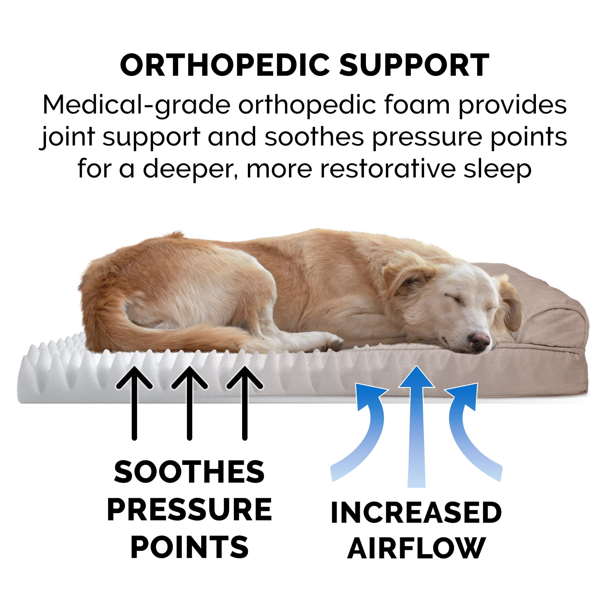 FurHaven Plush & Suede Orthopedic Sofa Pet Bed, Almondine, Jumbo Plus, 1 Count