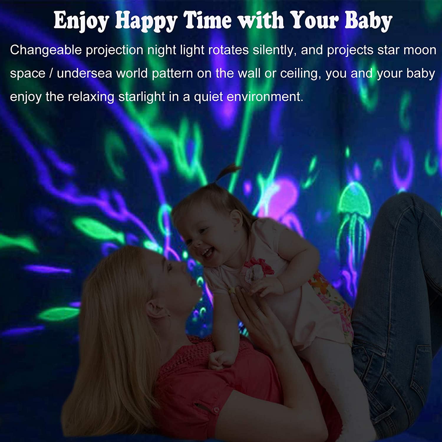 Star Projector Night Light for Kids Baby 360 Degree Rotating Projection Lamp Ocean Starry Sky Night Lights Projector 8 Colors Changing Projector Light for Kids Boys Girls Bedroom Party Travel (Blue)