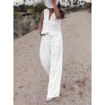 thumbnail image 4 of Cenuakty Women's Summer Cotton Linen Outfits Solid V-Neck Button Vest + Wide Leg Pants Set Blazer Suits, 4 of 9