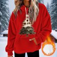 thumbnail image 6 of qelini Women Fleece Christmas Hoodies Xmas Tree Print Pullover Dropped Shoulder Long Sleeve Sweatshirts Casual Holiday Tops, 6 of 7