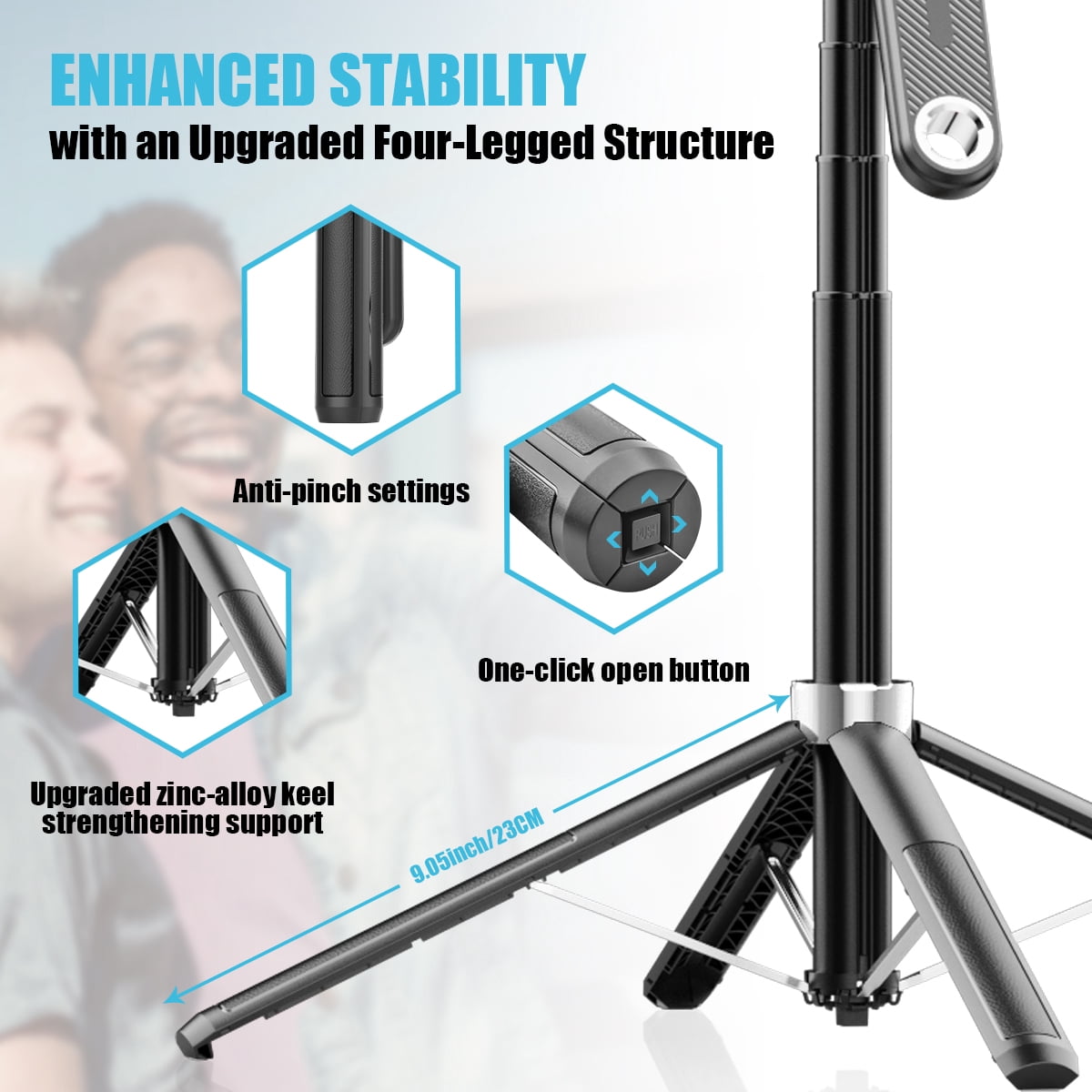 Performance Master 71 inch Smart Selfie Stick & Tripod 360° Rotation with Remote AI Gesture Control