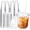 Clear, variant on 50 Sets Round Bottom Plastic Cups with Strawless Sip Disposable Cups with Straw Slot for Iced Coffee Cold Beverage Smoothie Drink Shops and Party Catering(Clear,12 oz)