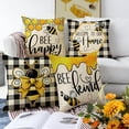 thumbnail image 3 of Summer Bumble Bee Happy Bee Kind Decorative Throw Pillow Covers 18 x 18 Set of 4, Spring Black White Buffalo Plaid Honey Cushion Case Decor, Welcome to Our Home Farmhouse Decoration, 3 of 6