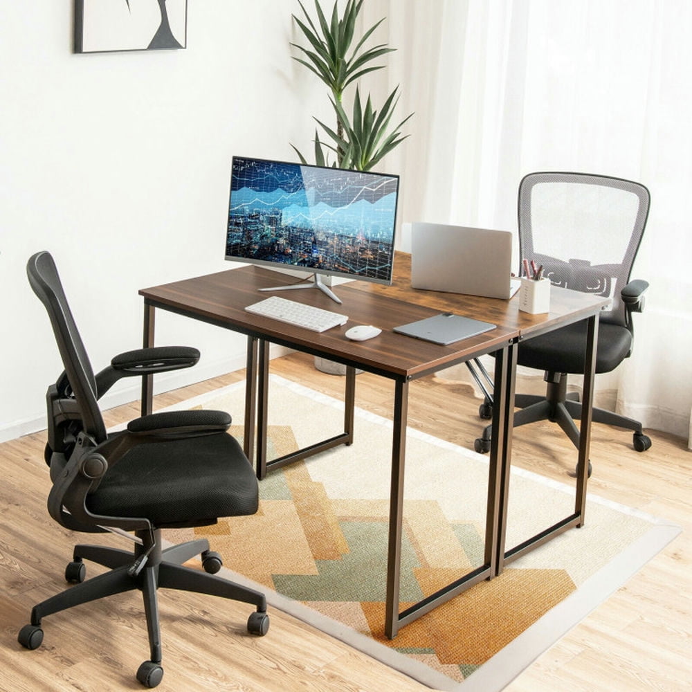 Demi Bonn L Shaped Computer Desk and Writing Workstation for Home and Office, Rustic Brown