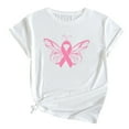 thumbnail image 2 of TIMIFIS Chandails de Sensibilisation au Cancer du Sein pour Femmes Été Ample Imprimé T-Shirt à Col Rond Manches Courtes Blouse Décontractée Automne/hiver, 2 of 5