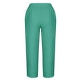 thumbnail image 5 of SELONE Green Pull on Work Pants for Women Plus Size Mid Waist Lounge Pants Cropped Trouser Pants Loose Casual Beach Pants Solid Soft Straight Leg Lightweight Comfortable M Breathable Summer Clothes, 5 of 5