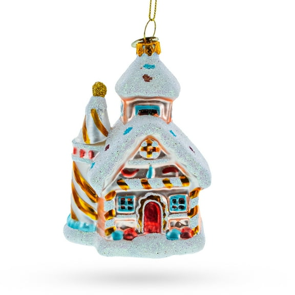 Candy-Coated Gingerbread House Glass Christmas Ornament