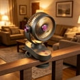 thumbnail image 4 of Ventilador recargable con clip, 3 velocidades y luz LED – Ventilador de escritorio USB portátil y silencioso para oficina, dormitorio y camping., 4 of 6