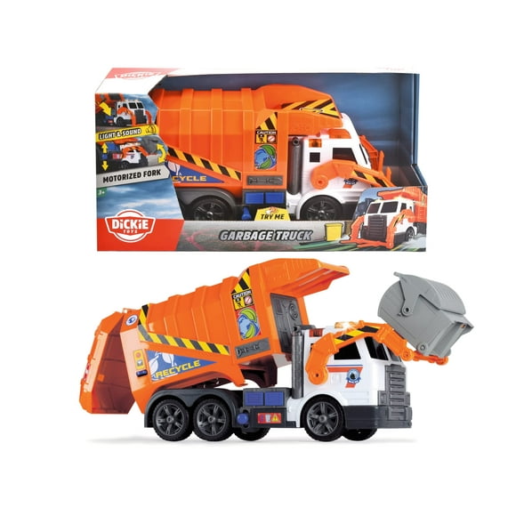 City Heroes - Garbage Truck Light and Sound - 46 cm - Waste Management Front Loader Die Cast Recycling Can Dumpster for Kids