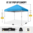 thumbnail image 7 of CROWN SHADES 8x8 Pop Up Canopy with One Push Setup Easy Outdoor Sun Shade for Events Parties Camping Sky Blue, 7 of 7