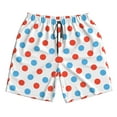 thumbnail image 4 of Bixox Men's Red Blue Polka Dots printing Casual Classic Fit Short Summer Beach Shorts, 4 of 6
