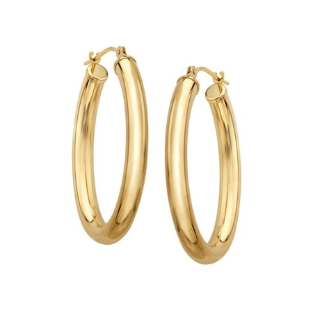 Simply Gold Oval Tube Hoop Earrings in 14kt Gold