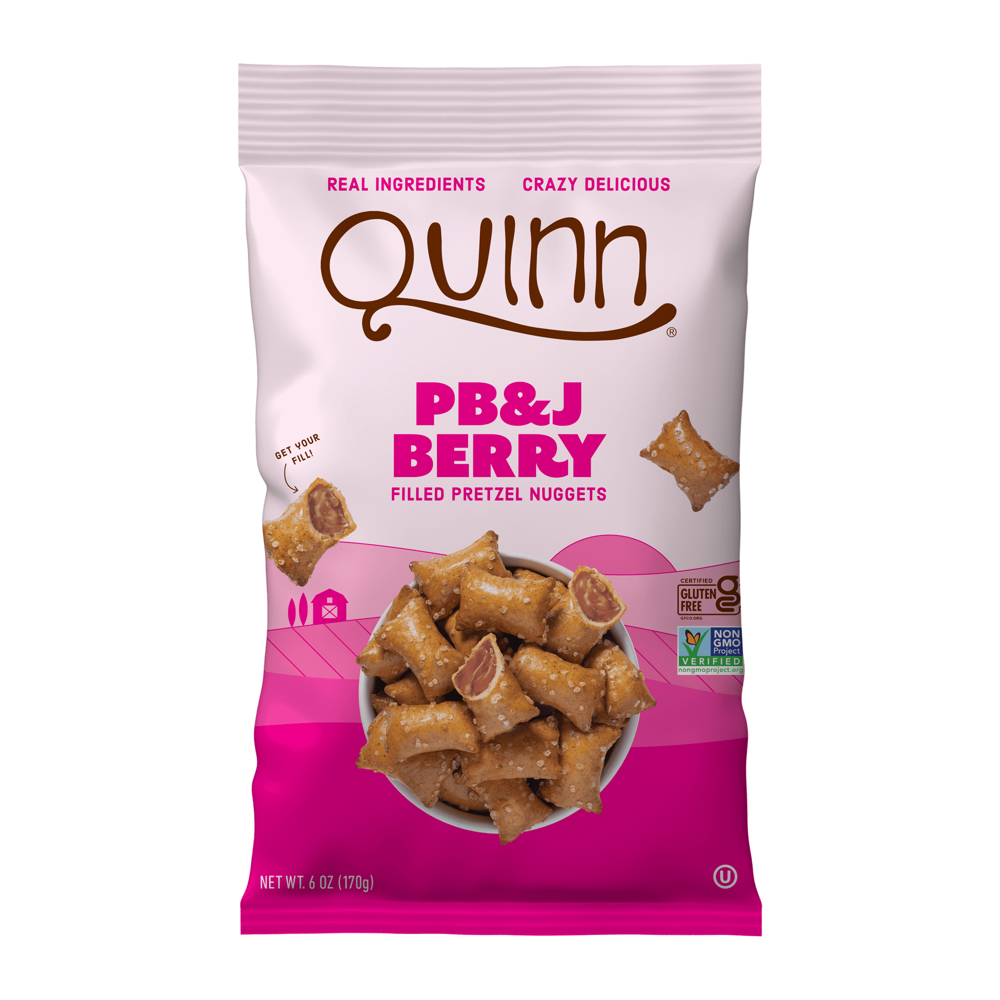 Quinn Gluten Free PB&J Berry Pretzel Nuggets, Peanut Butter Snack