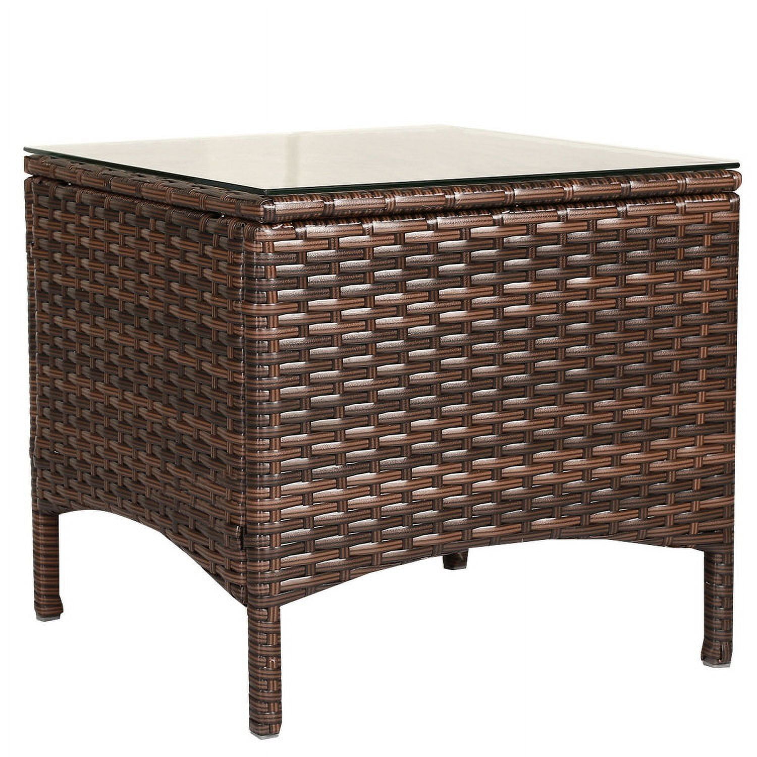 Aimee Lii 5 Pieces Patio Rattan Sofa Ottoman Furniture Set with Cushions, Outdoor Patio Furniture, Brown