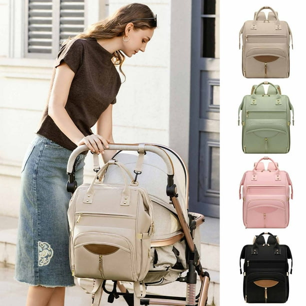 Mochila para pañales | Organizador de viajes multifuncional | Gran capacidad 14 bolsillos | Tela impermeable | Costuras reforzadas | Correas integradas para carrito | 11,5 x 8 pulgadas | Con estilo