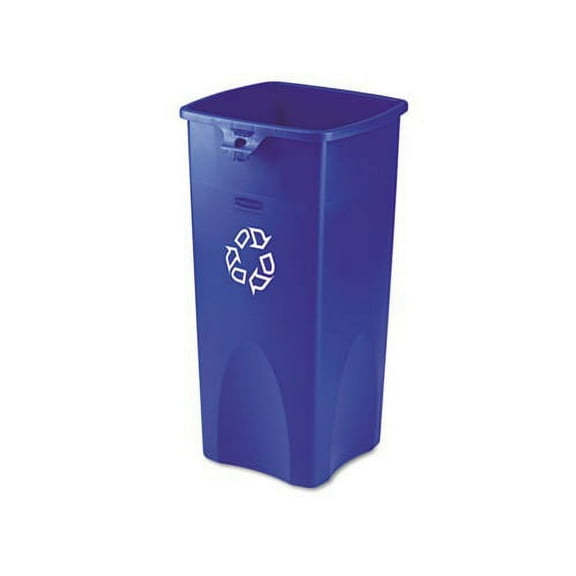 Recycled Untouchable Square Recycling Container Plastic, 23 gal, Blue