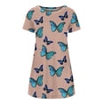 thumbnail image 5 of Lindreshi Summer Dresses for Women Clearance under 5.00 Women's Fashion Short Sleeve Print Round Neck Ladies Loose Mini Dress, 5 of 6