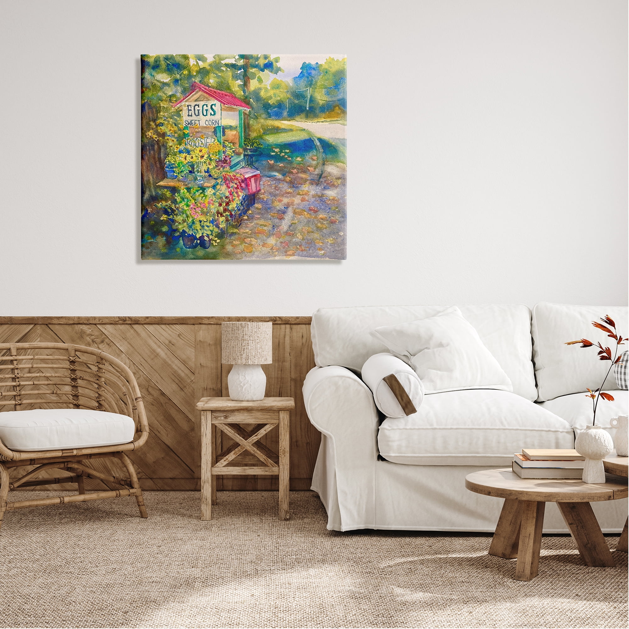 Stupell Industries Farm Stand Painting Nature Painting Gallery Wrapped Canvas Print Wall Art, 30 x 30