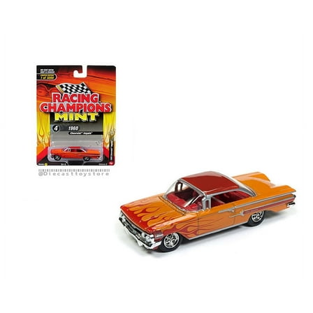 NEW DIECAST TOYS CAR RACING CHAMPIONS 1:64 MINT 1960 CHEVROLET IMPALA ORANGE WITH RED FLAMES RCSP007-24