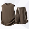 thumbnail image 2 of Bovxnpu Men's Clothing Set 2 Piece Outfits Tracksuit Sleeveless Crew Neck Men's Summer Casual Comfy Shorts Set, 2 of 9