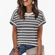 thumbnail image 2 of Camisas de Cuello en V de Manga Corta para las Mujeres Impresión de Rayas Blusa de Verano de Primavera de Moda, Camiseta de Mujer de Manga Corta, 2 of 8