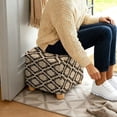 thumbnail image 5 of SCRAWLGOD Tribal Diamond Plaid Print Black Beige Ottoman Cover, Scratch Resistant Cube Ottoman Sofa Cover with Non Slip Bottom Soft Foot Stool Protection Universal Fit for Most Footrest Sofa, 5 of 7