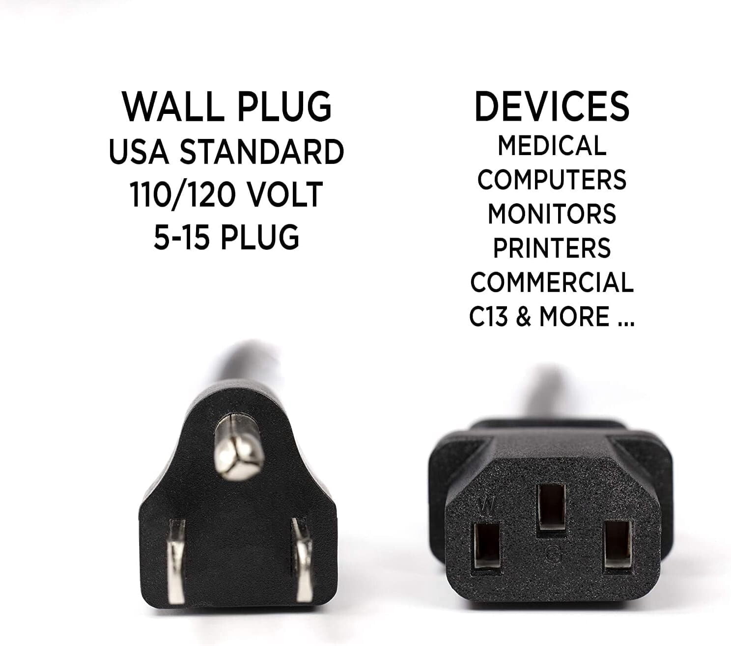 UL 6ft Power Cord For EF EcoFlow Delta 3 / Delta 3 Plus Portable Power Station