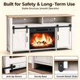 thumbnail image 4 of SESSLIFE 58" Fireplace TV Stand for TVs up to 65", Farmhouse Entertainment Center with Electric Fireplace, Sliding Barn Doors and Storage Cabinets, Washed White, 4 of 8
