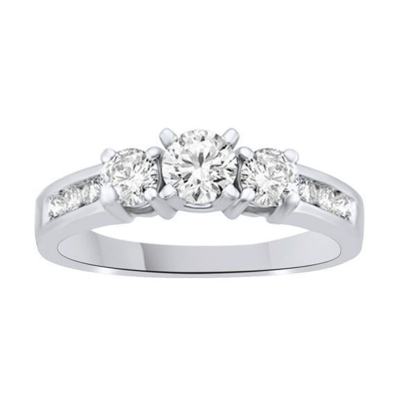 AFFY White Natural Diamond Three Stone Anniversary Ring In 14k White Gold (0.5 Cttw)