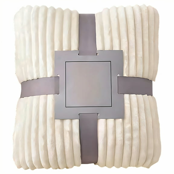 AUQ Throw Blanket,Flannel Snug Blanket Cute Blanket,Warm Pure Wrap Bed Blanket,White,40*60in