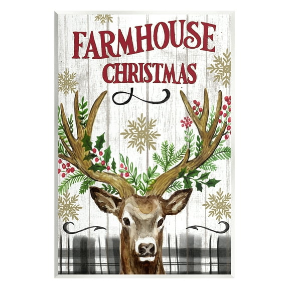 Stupell Industries Farmhouse Christmas with Plaid Holiday Painting Unframed Art Print Wall Art, 10 x 15
