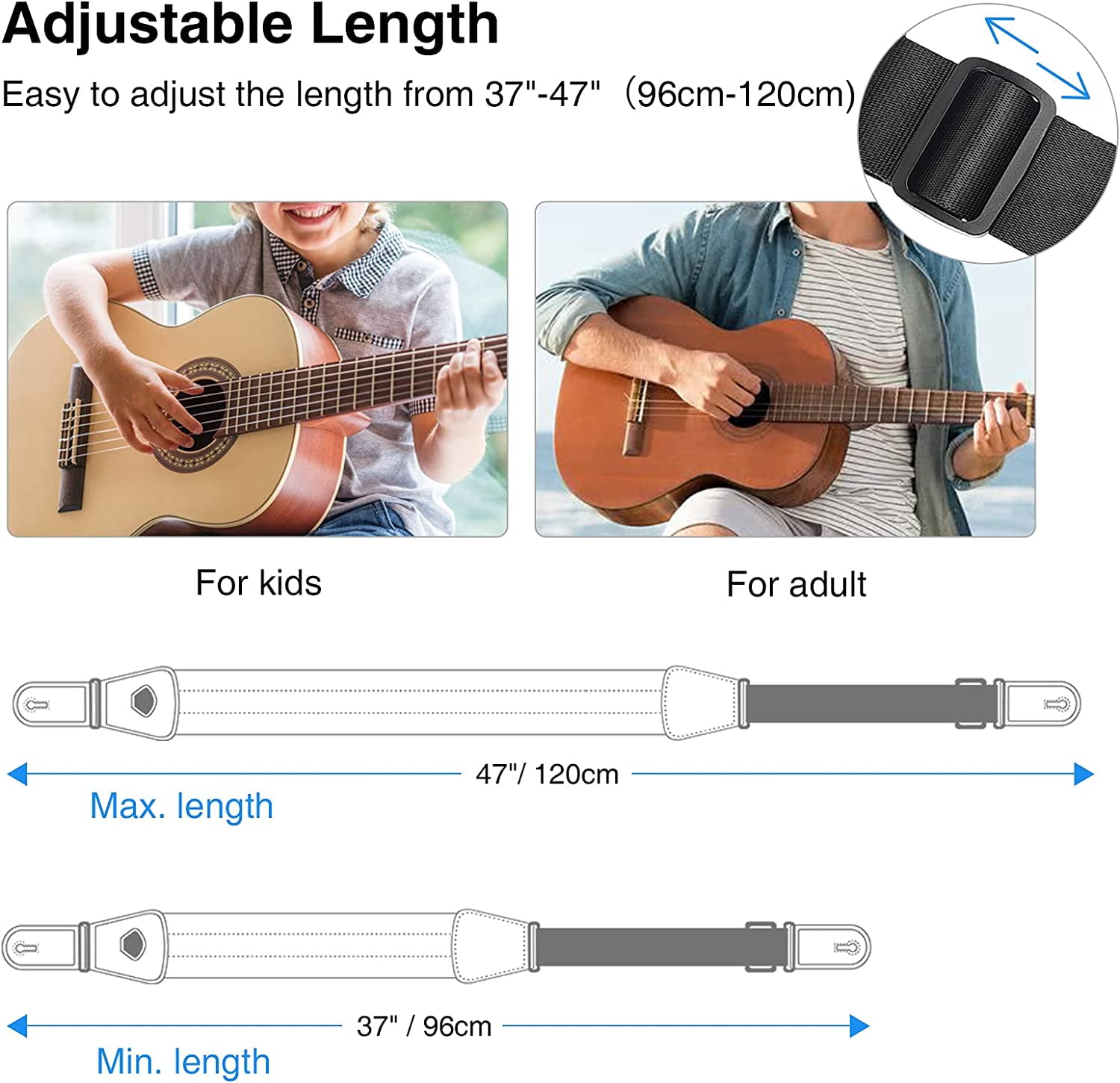 LEKATO Bass Guitar Strap for Electric Guitar & Bass 3" Wide Guitar Straps Padded Bass Guitar Strap Adjustable Length from 38" to 47" Bass Guitar Straps with Pick Holder 2 Safety Strap Locks & 6 Picks