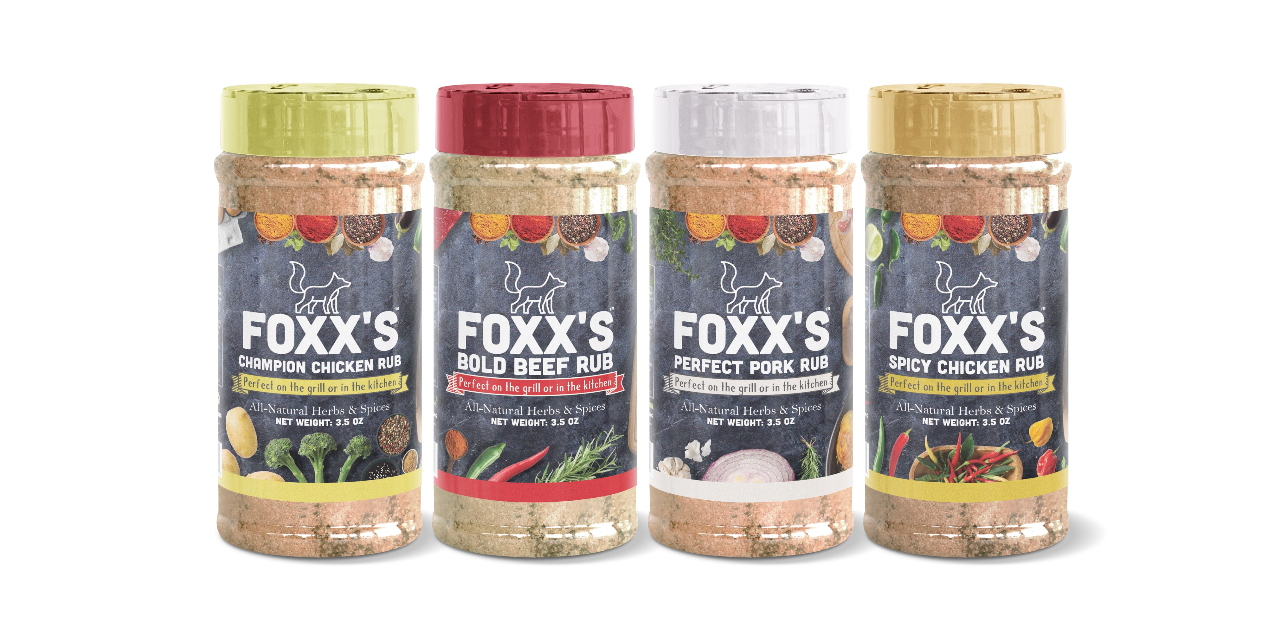 Foxx’s Spice Rub Collection, 3.5 Oz (4 Pack) AllNatural Premium Herb