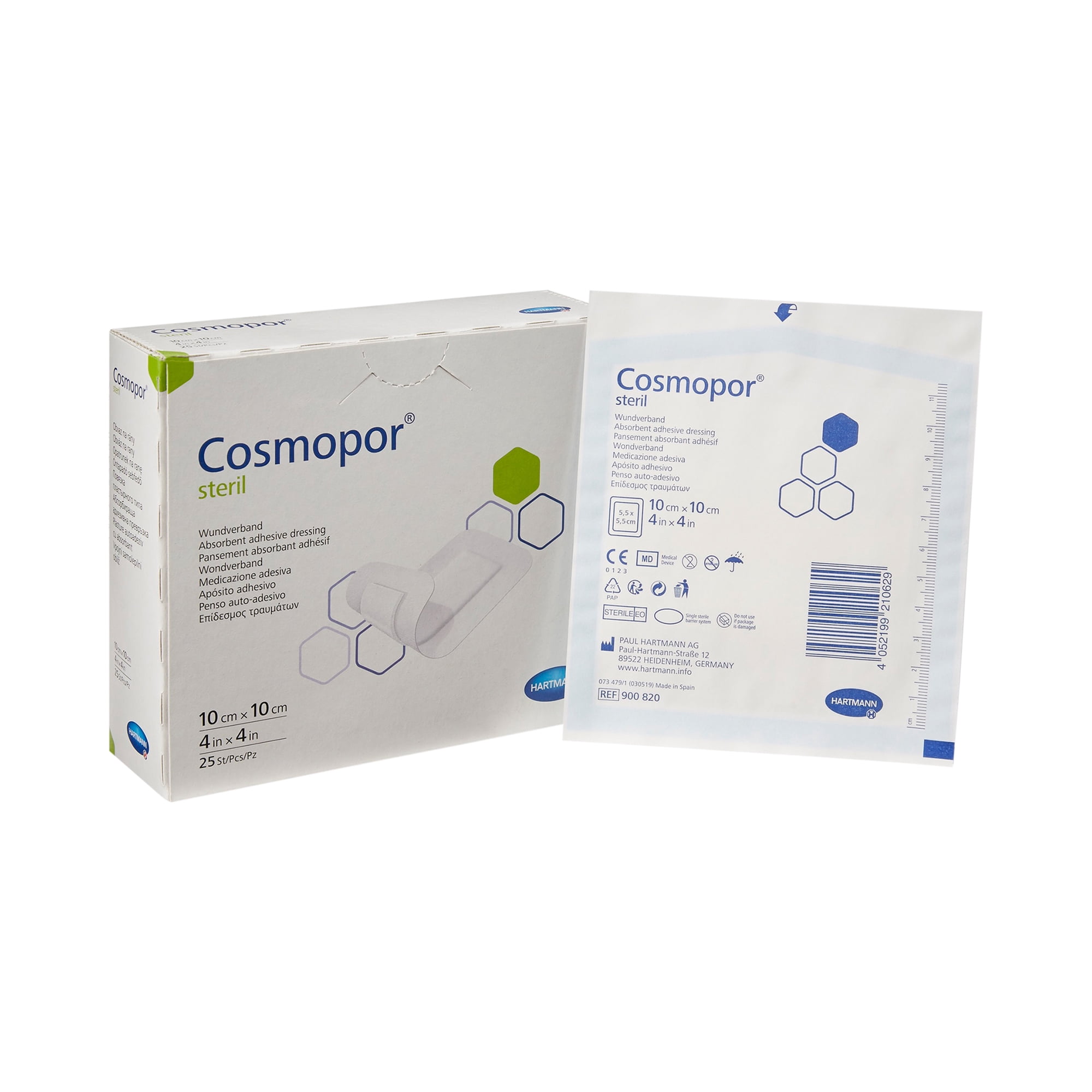 Cosmopor Adhesive Dressing, Sterile Wound Bandage, 4 in x 4 in, 25 Count, 1 Pack