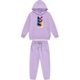 thumbnail image 4 of SYMOID Girls' Purple Tracksuit Set - Soft Polyester Hoodie & Joggers with Cute Cat Graphic, Elastic Waist, Adjustable Hood for 3-12 Year Olds,Size 2 T, 4 of 4